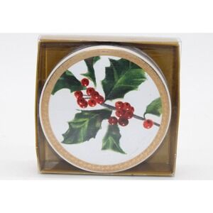 HOLIDAY LAUREL 4" Coaster Set 4 - St. Nicholas Square Gold Foil Holly Pinecone